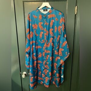 Lala tiger print oversized button tunic